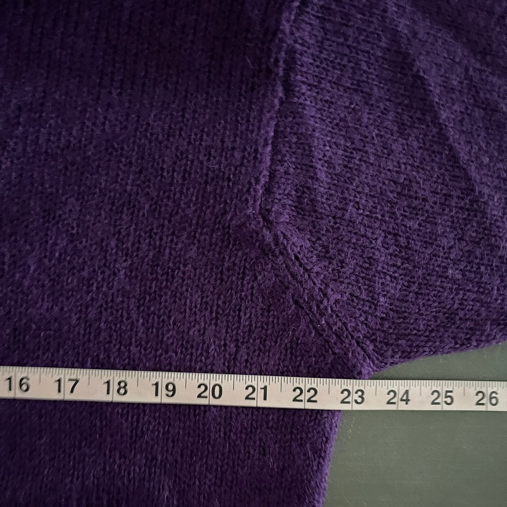 VTG Cherry’s 80s Womens Plum Purple Wool Sweater Colorful Grannycore Mockneck - Picture 5 of 6